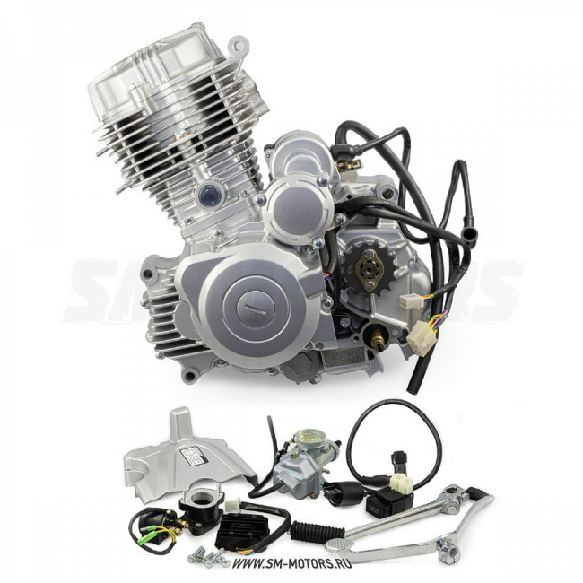 Двигатель в сборе ZS 167FMM (CG250-B) 250см3 возд. охл., эл.стартер, грм штанга, балансир, 5 передач
